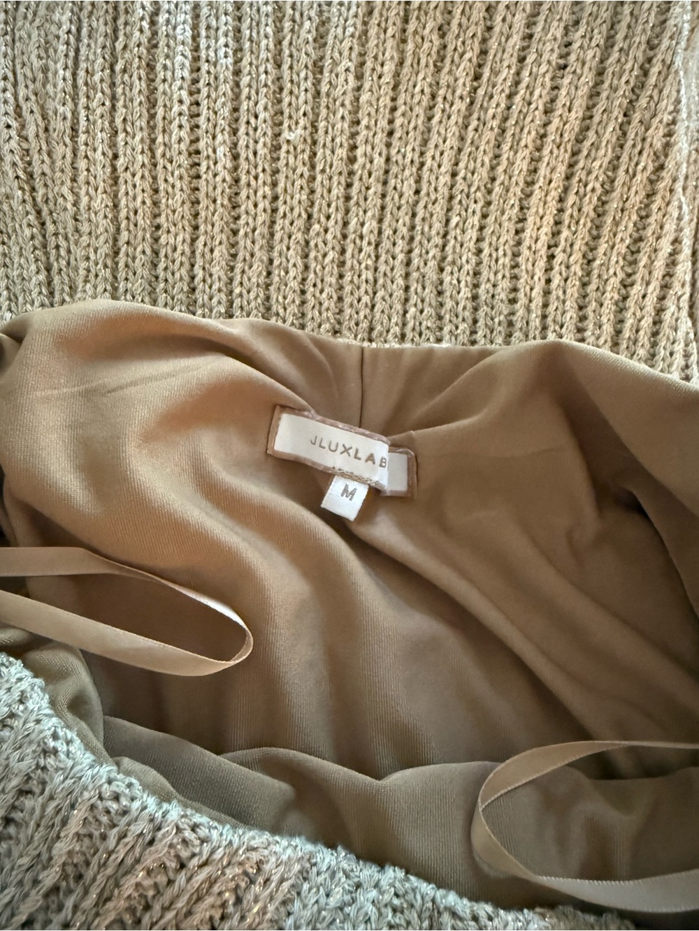 JLUXLABEL Ribbed Knit Tan Maxi Skirt - Picture 5 of 7